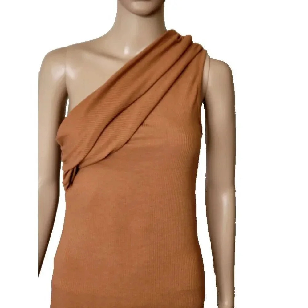 House Of Harlow 1960 Ribbed Knit One Shoulder Midi Bodycon Dress Size S - Picture 7 of 9
